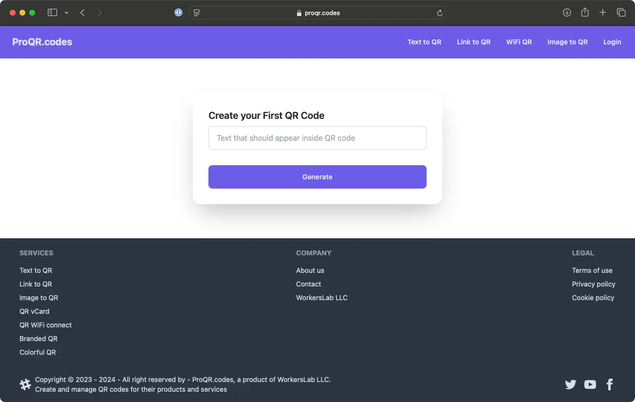 ProQR.codes Landing Page